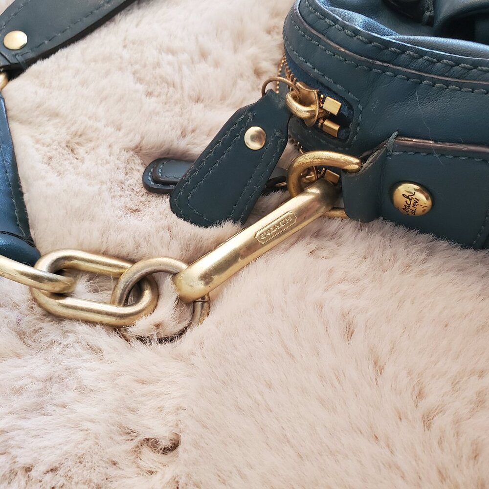 Coach Authentic Leather Satchel Teal Blue Gold Hardware 2009 w/ Certificat - Picture 9 of 16